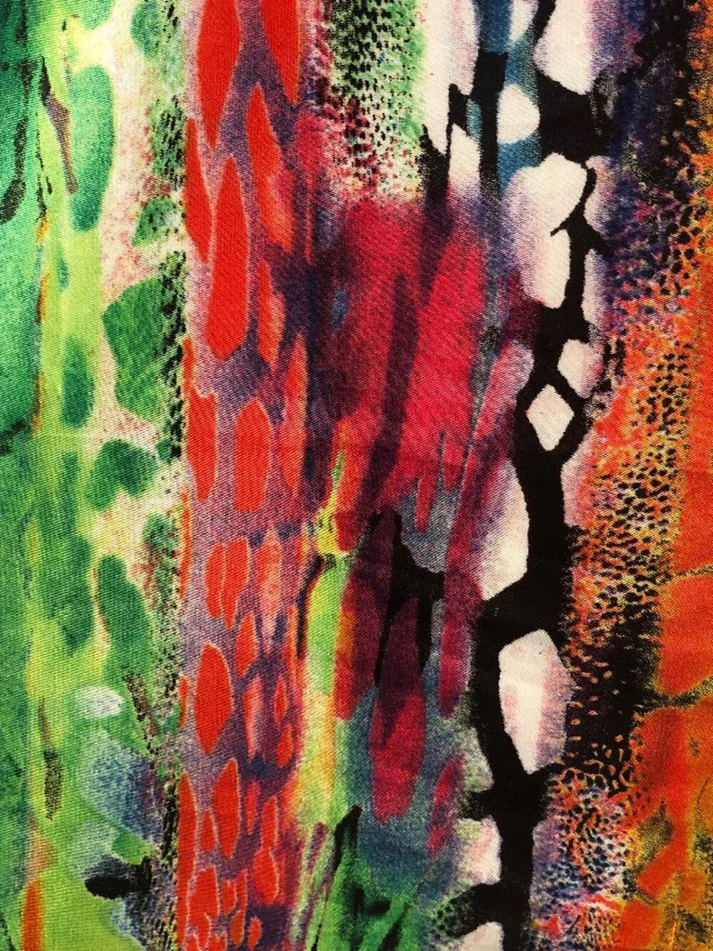 EVOLVE Multicolor Abstract Silky Scarf Tropical Art Print Wrap